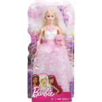 Barbie Bride Doll in Fairytale-Inspired White and Pink Wedding Dress with Ring, Veil and Bouquet, Blonde Hair